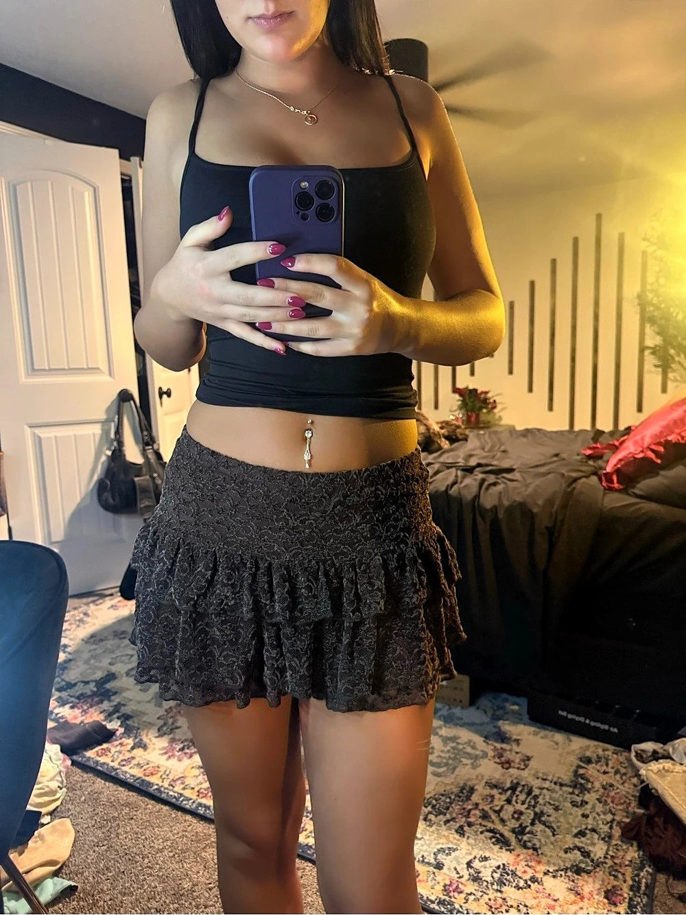 Windsor Black Ruffle Mini Skirt NWT - Picture 4 of 8